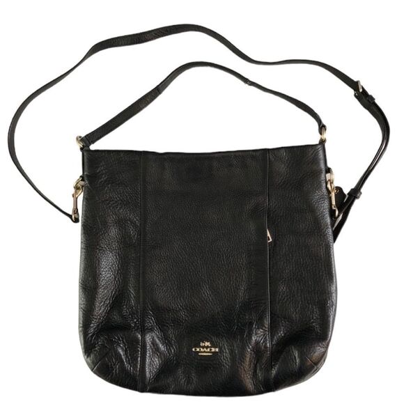 Coach Isabelle crossbody bag, black leather, gold tone hardware, 14” x 11” - Picture 1 of 11